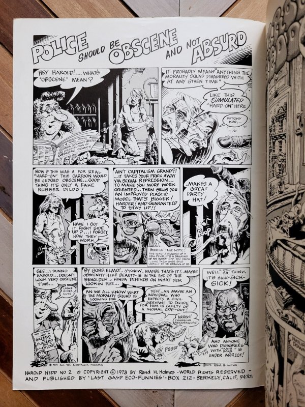 Harold Hedd #2 (1973) 1st Print Last Gasp Rand Holmes Story, Art Underground 5.0