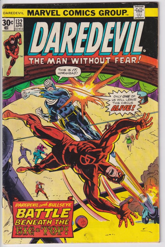 DAREDEVIL #132 (Apr 1976) VG 4.0 white. 2nd Bullseye!