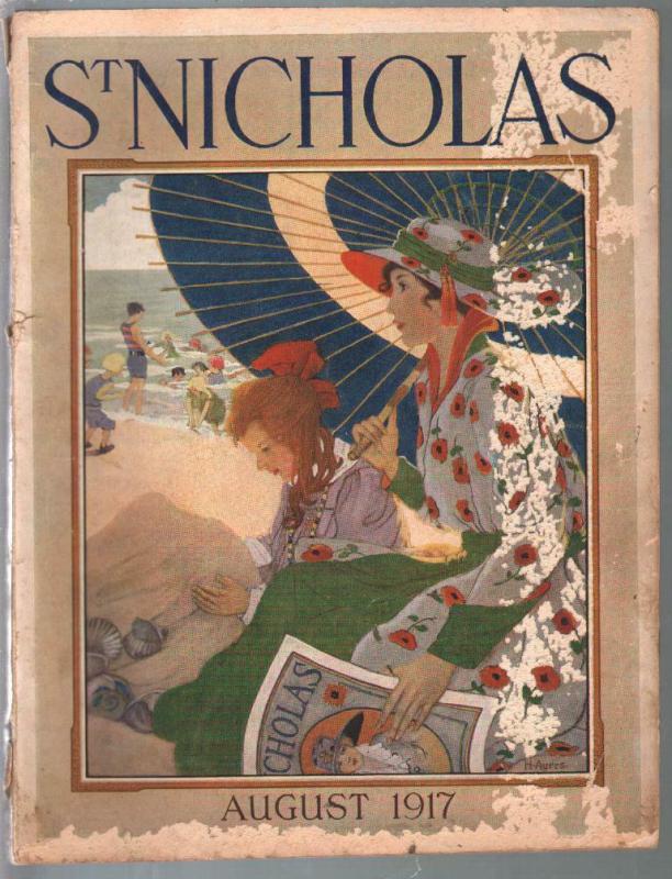 St Nicholas 8/1917-H Ayres cover art-WWI Boy Scout story-ads-FR