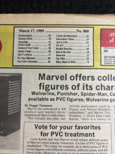 1989 COMICS BUYERS GUIDE Newspaper #800  VG 4.0 Batman Topps Cards Roger Rabbit