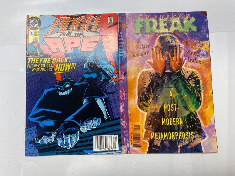 4 DC comic books Angel Ape #1 American Freak #1 Alpha Cent #1 Bat #500 59 KM18