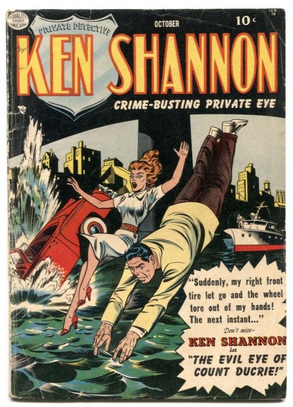 Ken Shannon #1 1951- Headlight cover- Golden Age comic VG-