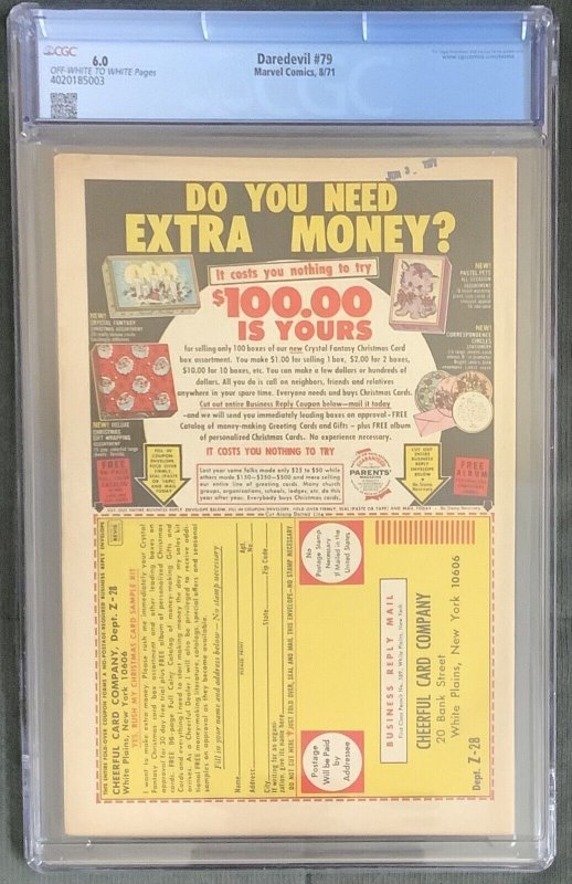 Daredevil #79 (1971, Marvel) CGC Graded 6.0