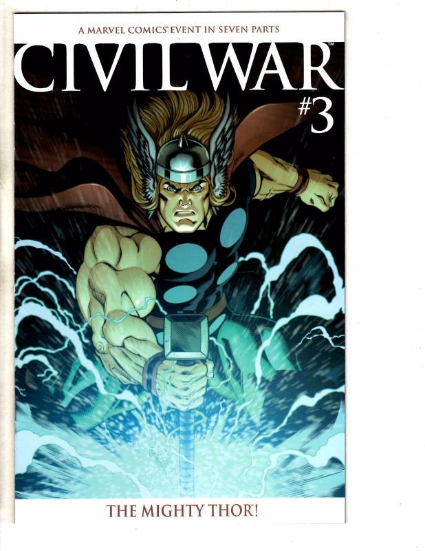 Civil War # 3 NM 1st Print VARIANT Marvel Comic Book Avengers Thor Hulk JH6