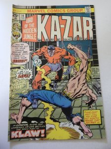 Ka-Zar #14 (1976) VG+ Condition centerfold detached at one staple