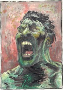 Hulk Screaming Bust Painted Art Commission - 2018 Signed art by Klein