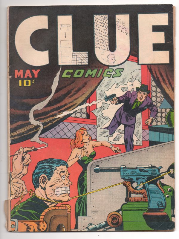 Clue Comics #v2#3 (1947) Great Bondage Cover Last Issue