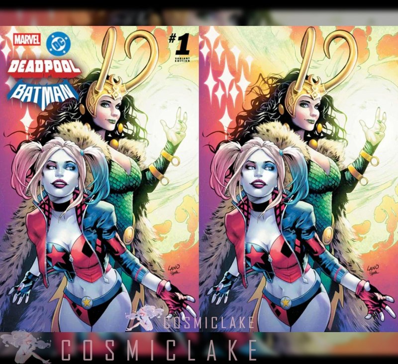 DEADPOOL / BATMAN #1 GREG LAND LOKI HARLEY QUINN VIRGIN VARIANT SET PRE 9/17☪