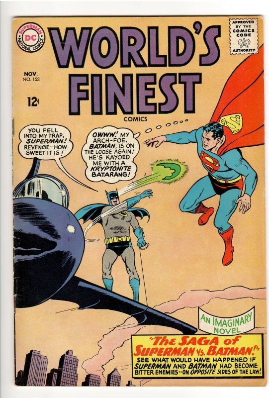 WORLD'S FINEST 153 F- 5.5 BATMAN SLAPS ROBINS FACE;KEY COLLECTOR!