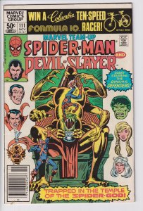 MARVEL TEAM-UP #111 NEWSSTAND Devil-Slayer (Nov 1981) FN+ 6.0 cream to white.