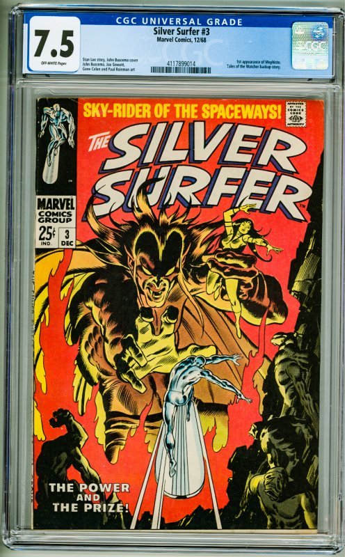 The Silver Surfer #3 (1968) CGC 7.5! OW Pages! 1st Appearance of Mephisto!