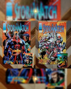 Lot of 2: Stormwatch #0-1 (Image 1992) Key Many 1st Apps, Trading Cards! Jim Lee