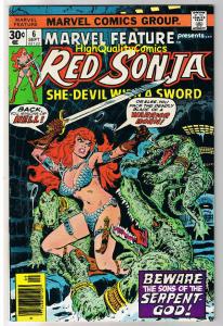 MARVEL FEATURE #6, VF, Red Sonja She-Devil, Sword, 1975, more in store