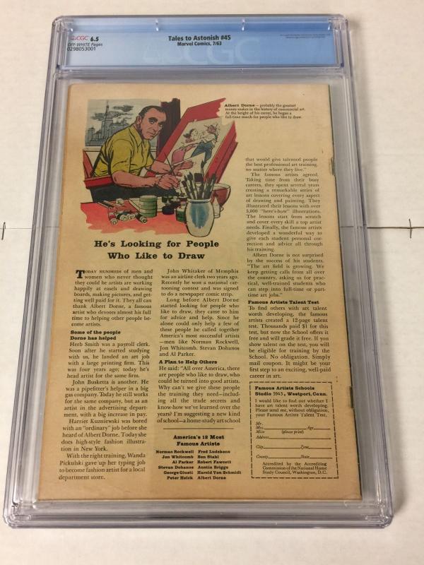 Tales To Astonish 45 Cgc 6.5 Ow/w Pages 2nd Wasp
