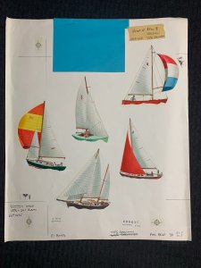 FATHERS DAY Five Sailbaots 12.5x15 Greeting Card Art #8043