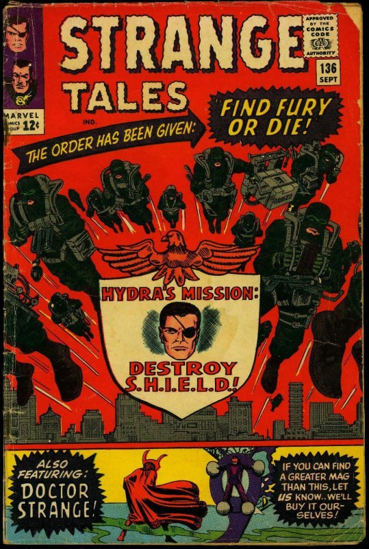 Strange Tales #136 1965- Nick Fury- Dr Strange- Kirby- Ditko G