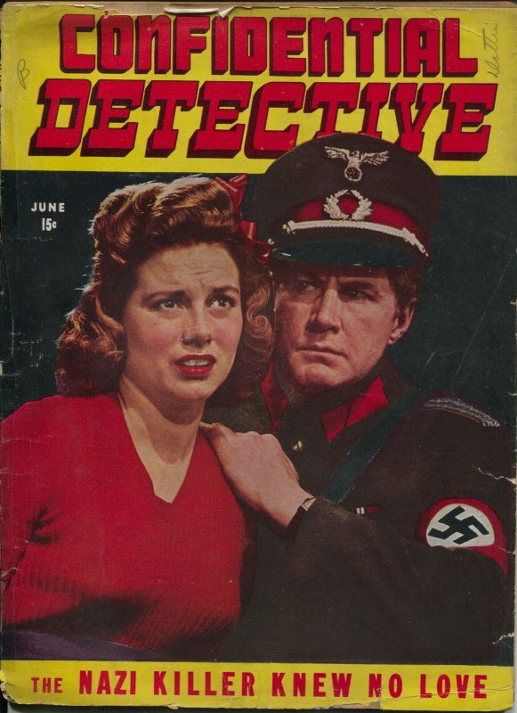 Confidential Detective #9 6/1943-Nazi Killer cover-wild pulp stories-lurid pi...