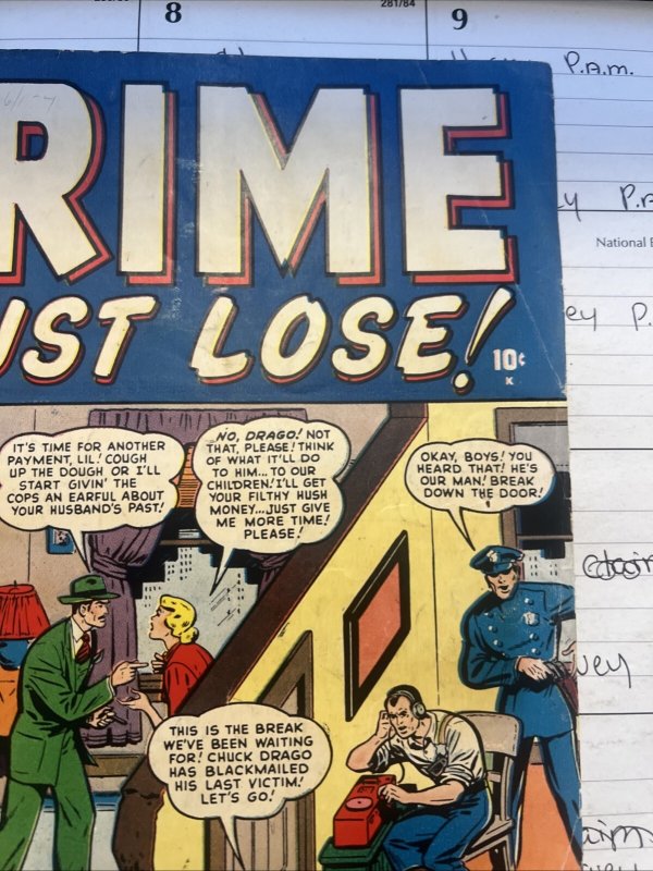 CRIME MUST LOSE #8 1951 Golden Age Crime! ATLAS/Marvel Comics!