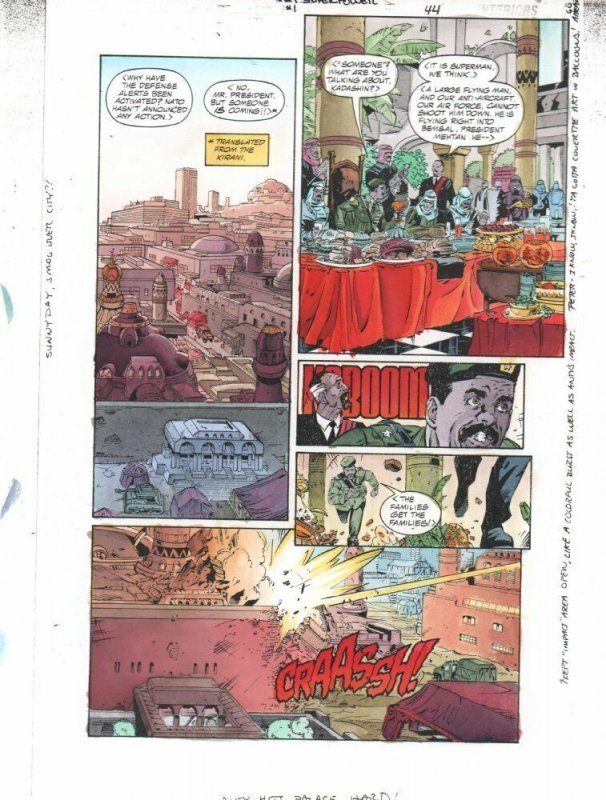 JLA Superpower #1 p.44 Color Guide Art - Explosion by John Kalisz