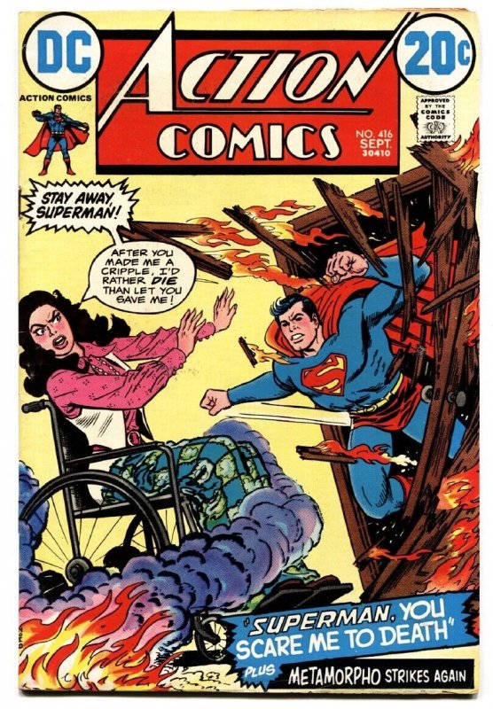 ACTION COMICS #416 comic book 1972-SUPERMAN-CRIPPLE COVER-20 CENT