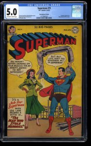 Superman #75 CGC VG/FN 5.0 Off White to White Misnumbered Variant!