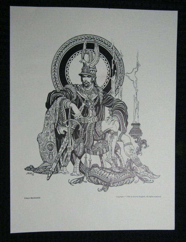 1980 MACHIAVELLI Burne Hogarth 12x16 Print VF 8.0 National Cartoonist Society