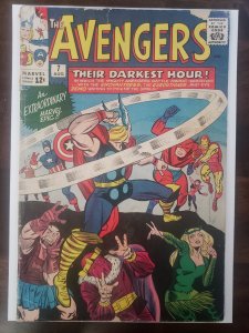 The Avengers 7 (1964) cover detached from top staple. Lower grade copy