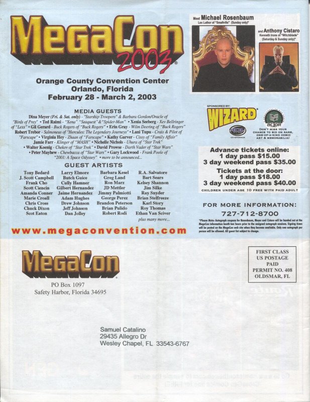 MegaCon Program Book 2003-Good Girl art cover-guest & artist bios-G/VG