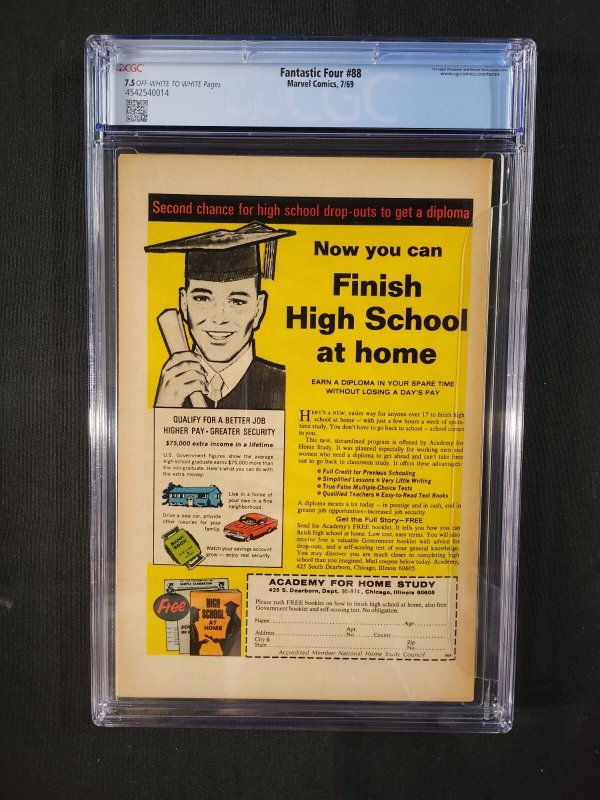 Fantastic Four #88 - Mole Man App / Stan Lee, Jack Kirby (CGC 7.5) 1969