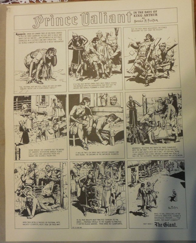 Prince Valiant by Hal Foster Syndicate Proof 5/26/1940  Size 16 x 20 inches