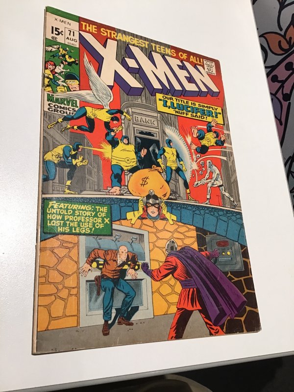 The X-Men #71 1971 1st Lucifer,Origin How Prof-X lost Leg Control FN/VF C’ville!