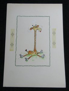 GET WELL SOON Cartoon Giraffe on Rollerskates 7.5x11 Greeting Card Art #C9525