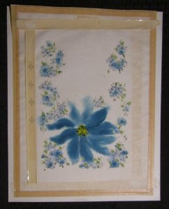 HAPPY ANNIVERSARY Large Blue Flowers 12x15 Greeting Card Art #A9004