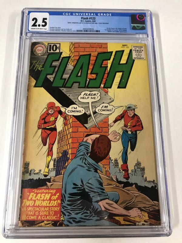 Flash 123 Cgc 2.5 Cr/ow Pages Key Dc Silver Age 