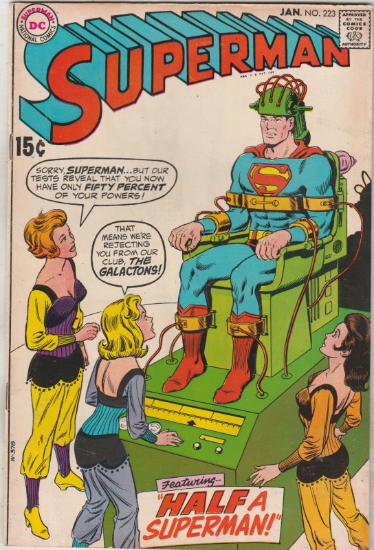 Superman #223 High-Grade VF- Woman's Lib, Electric Chair cover key! Oreg...