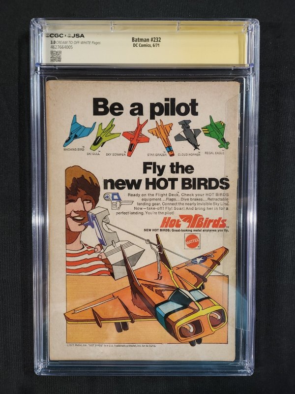 Batman #232 - Signed N. Adams, D. Giordano, D. O'Neil / KEY (CGC 3.0) 1971