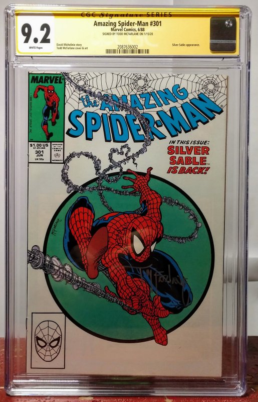 Amazing Spider-Man #301 CGC 9.2, Signed by T. McFarlane