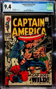 Captain America #106 (1968) - CGC 9.4 - Cert#3814247003