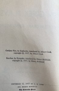 Ten greek  plays in contemporary translations, 1957.