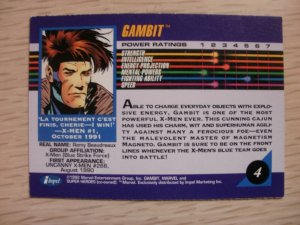 Marvel X-Men Super Heroes Trading Card #4 GAMBIT (1992) Remy (Impel Exclusive)