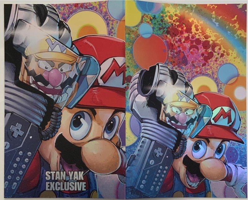 MARIO WARS - STAN YAK EXCLUSIVE RAW/FOIL/2D3D BUBBLE SET W/NUMBERED COA NM.