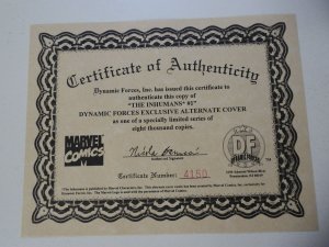 Inhumans #1 Dynamic Forces Exclusive Cover W/COA  NM Condition