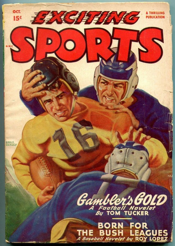 Exciting Sports Pulp October 1948- Gamblers Gold- Football cover VG