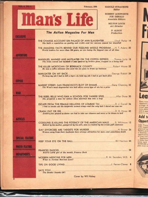 Man's Life 2/1960-Shame of San Francisco-Bondage cover-Cheesecake pix-exploit...