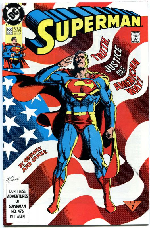 SUPERMAN #53, NM, Clark reveals id to Lois Lane, 1987 1991, more SM in store