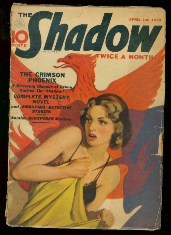 SHADOW APRIL 1 1938- CRIMSON PHOENIX SPICY COVER PULP G 