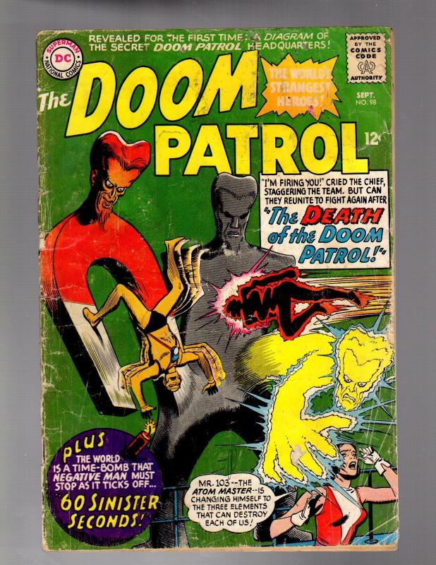 DOOM PATROL 98 GOOD MINUS  Silver Age September 1965