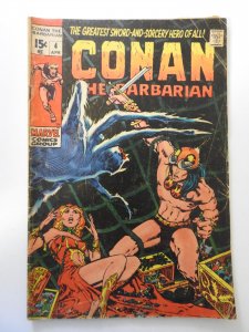 Conan the Barbarian #4 (1971) VG- Condition moisture stain bc