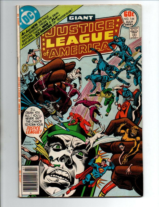 Justice League of America #144 newsstand - Origin Retold -1977 - FN/VF