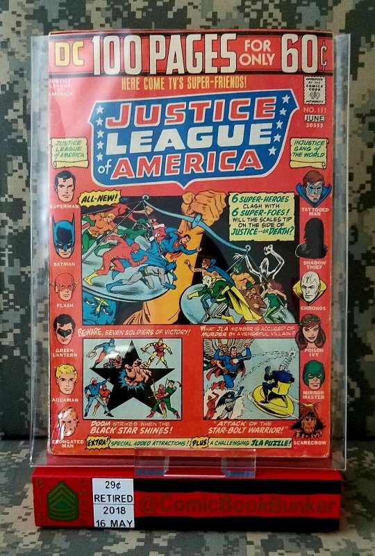 Justice of League America 111 FN Bronze Age DC VINTAGE JLA 100 Pg Nick Cardy Art